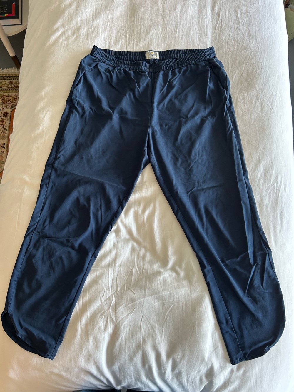 Navy Blue Marine Layer Cropped Modal Pants